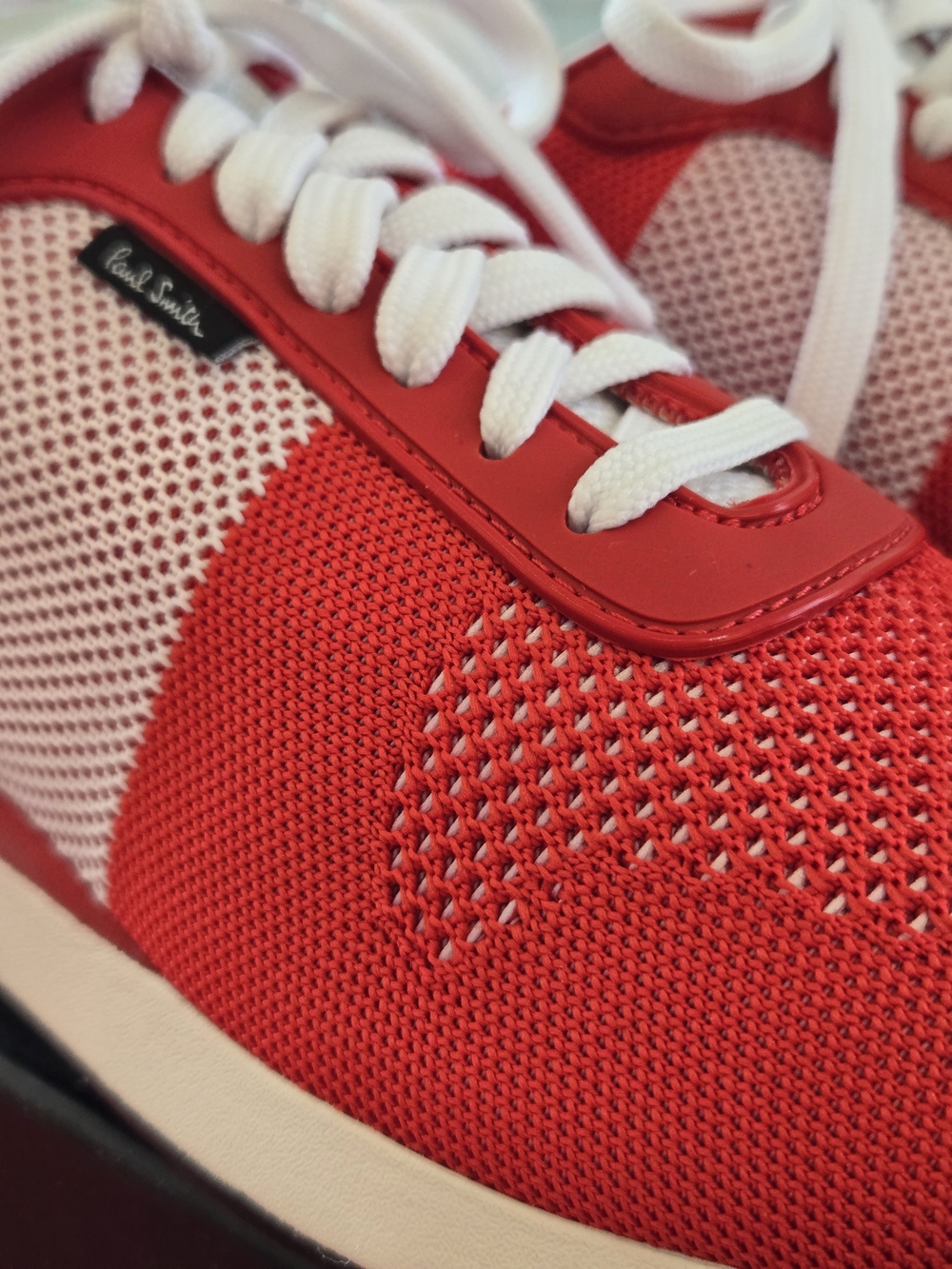 PS Paul Smith Red and White Mesh Lace-Up Sneakers - Picture 2 of 6